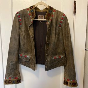 Double D Ranch Vintage Leather Jacket Embroidered L